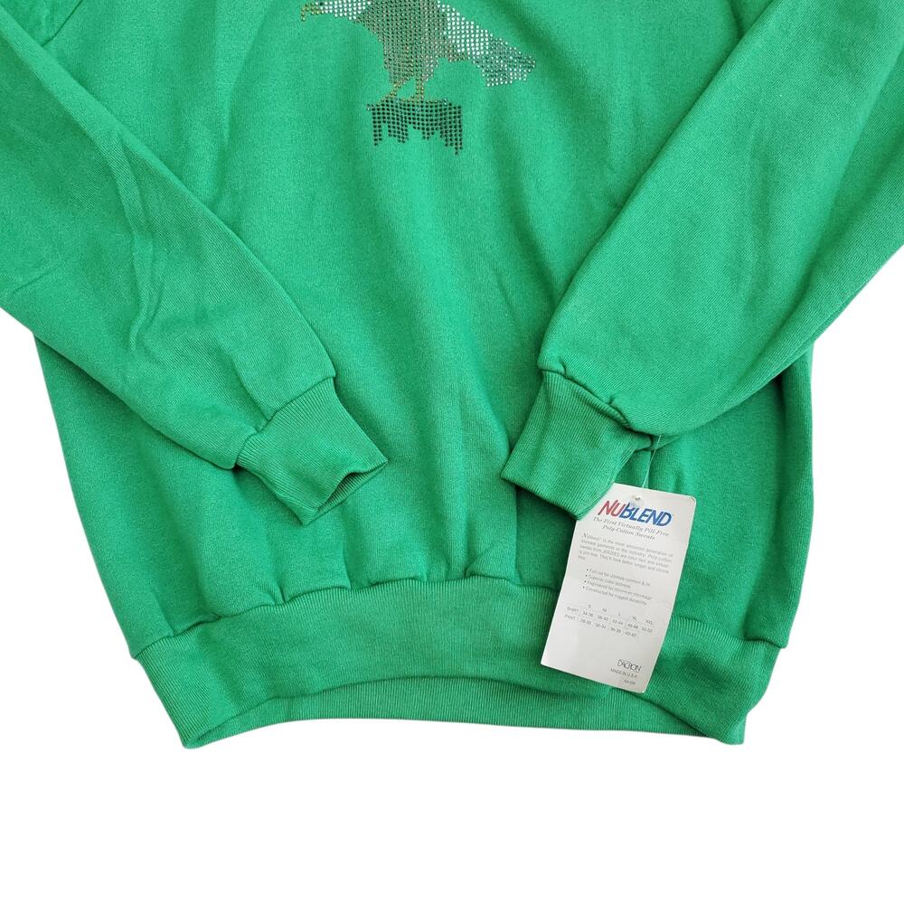 Vintage Jerzees Green Eagle Embellished Sweatshirt Crew Neck Deadstock NWT Sz XL - Picture 5 of 10